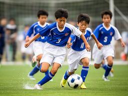 殿町中学校の選手が松阪地区の試合でボールを追う場面